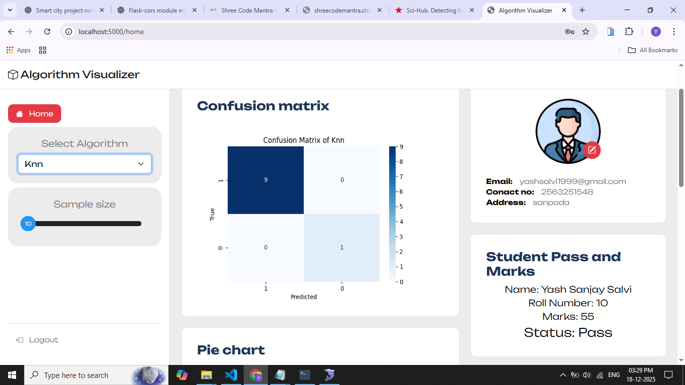 Educational visualization application based on machine learning algorithm to predict student learning